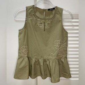 Madewell Embroidered Peplum Top Ash Green Size XS